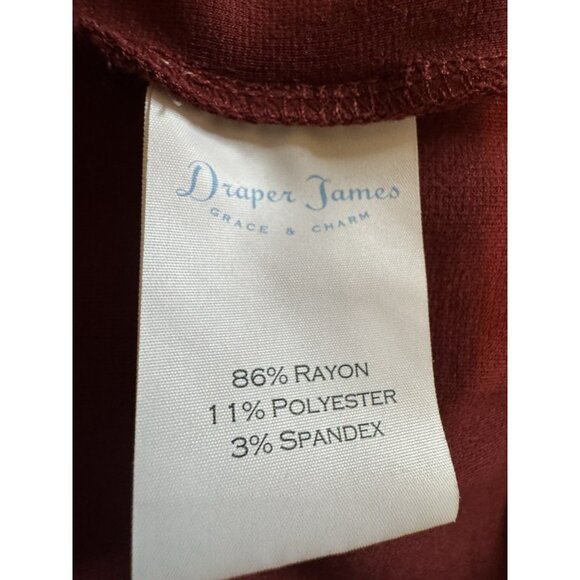 Draper James Dress Medium Burgundy Ponte Lace Puff Sleeves Washable - Picture 11 of 13